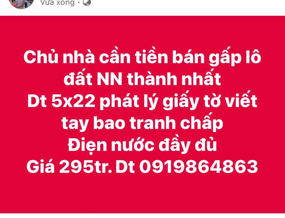 Bán Đất NN 5x22m Phường Khánh Xuân, Buôn Ma Thuột - Giá 295 Triệu