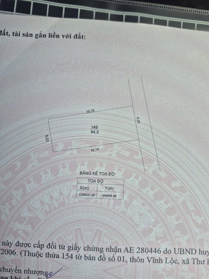 Đất nền Vĩnh Lộc, Thường Tín 94m² - Sổ đỏ sẵn, ô tô vào nhà