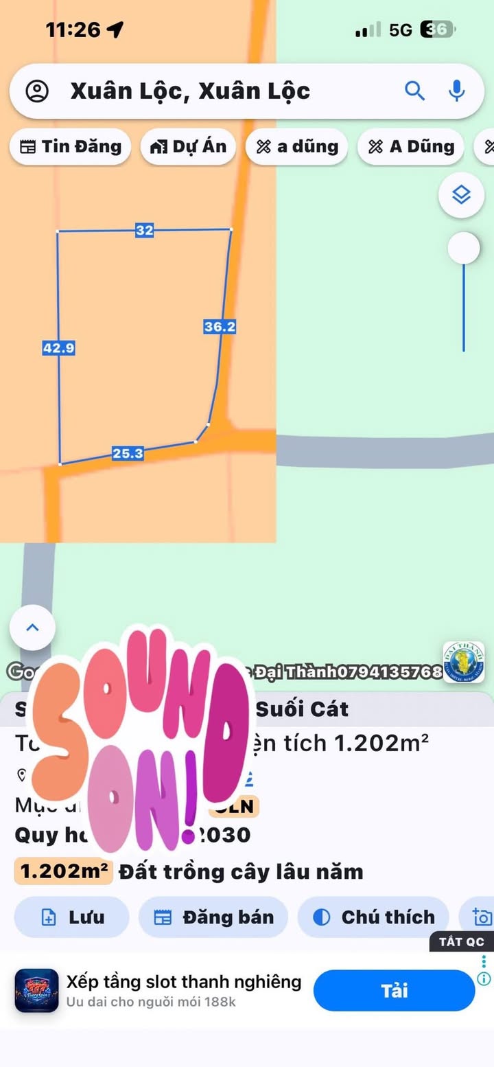 Đất 1050m² 2 Mặt Tiền - Gần BV Suối Cát, Xuân Lộc - Giá 2 Tỷ