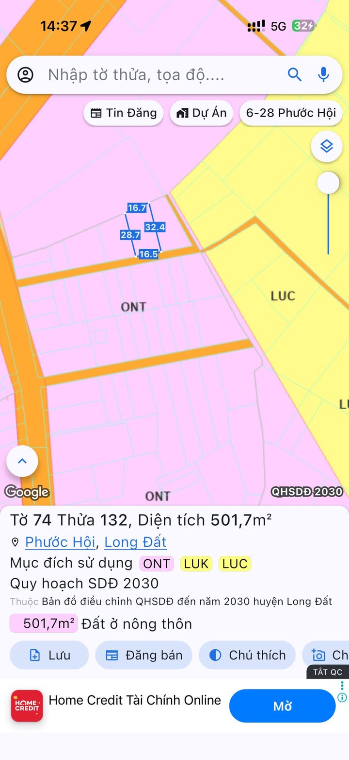 Đất nền 502m² Phước Hải - Sổ đỏ 200m² thổ cư, ven biển Bình Châu