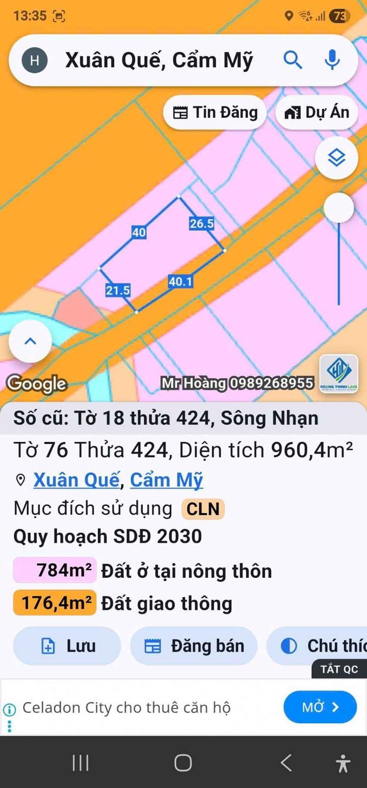 Đất nền 960m² Sông Nhạn, Đồng Nai - Sổ đỏ, Sẵn sàng lên thổ cư