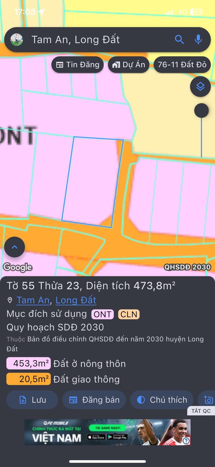Đất 2 Mặt Tiền An Nhứt, Long Điền - 113m² Thổ Cư, Giá 1 Tỷ