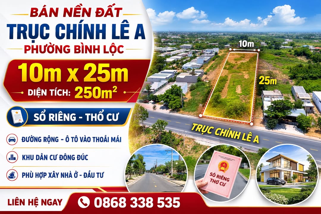 Đất nền 250m² TP Long Khánh, Đồng Nai - Sổ riêng, đường Lê A, đầu tư sinh lời