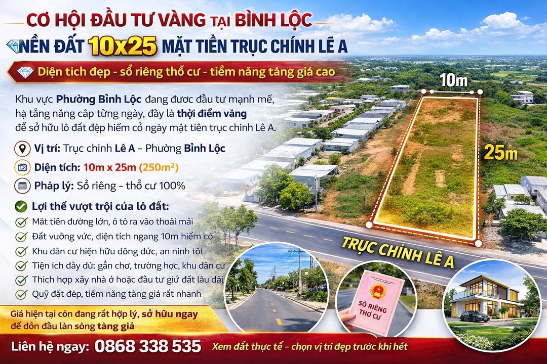 Đất nền 250m² Mặt tiền Lê A, Long Khánh - Sổ riêng, Xây nhà ở ngay