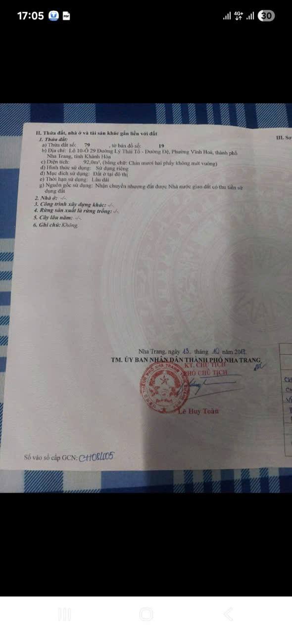 Bán Đất Mặt Tiền Lý Thái Tổ Nha Trang 92m² - Kinh Doanh/Đầu Tư Hấp Dẫn