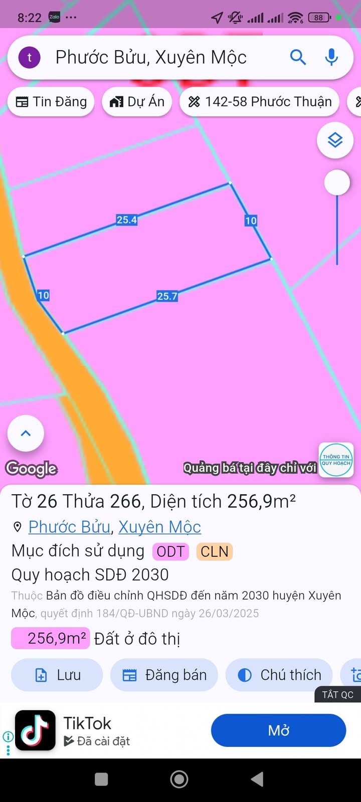 Bán Đất Thị Trấn Phước Bửu 250m² Sổ Đỏ - Gần Biển Xuyên Mộc