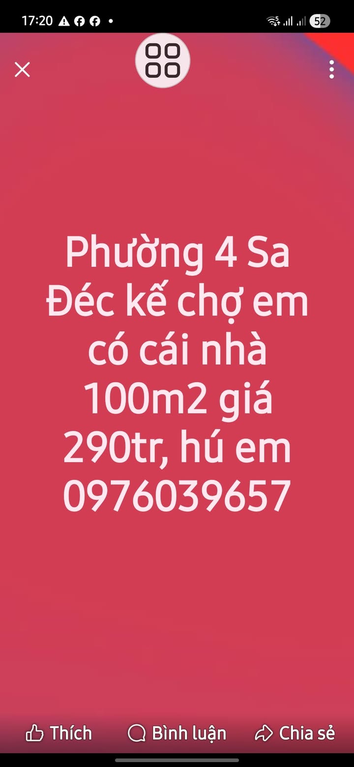 Nhà 100m² Phường 4 Sa Đéc - Giá 290 Triệu, Gần Chợ