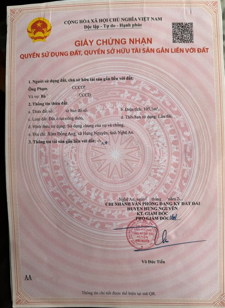 Đất nền Hưng Nguyên 105.5m² - Sổ đỏ thổ cư, cạnh KĐT VSIP