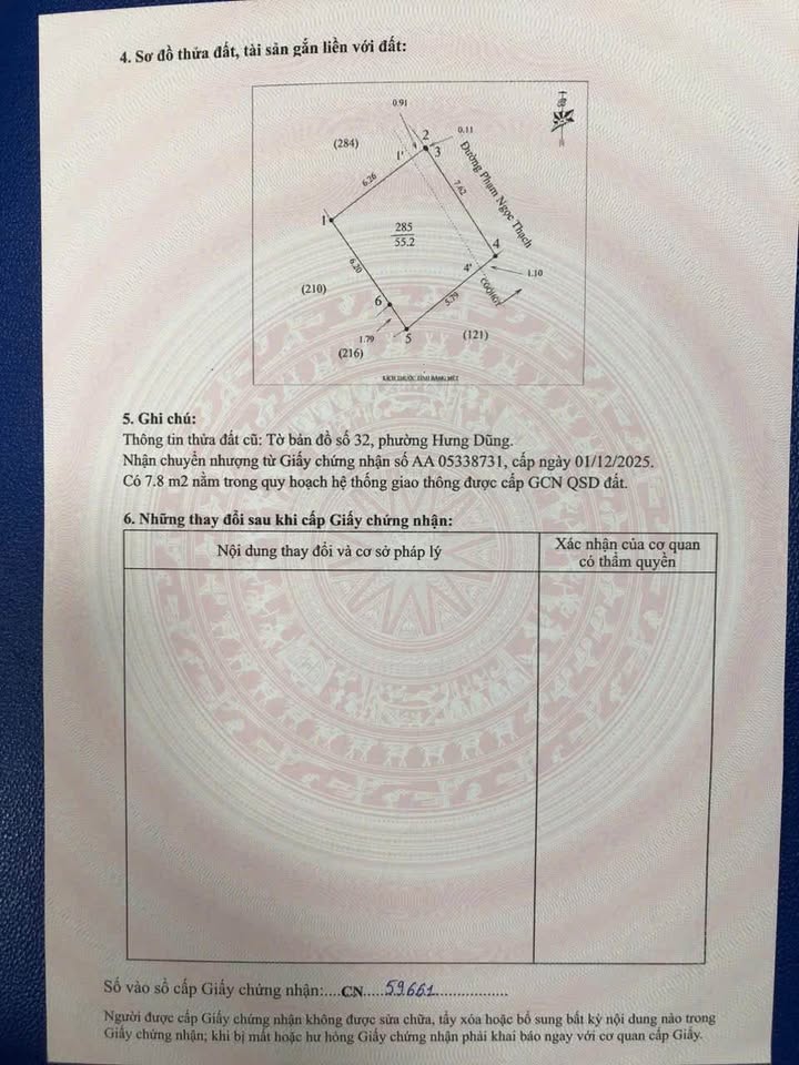 Đất Kinh Doanh Mặt Tiền Phạm Ngọc Thạch, Vinh - 55.2m² - 3 Tỷ