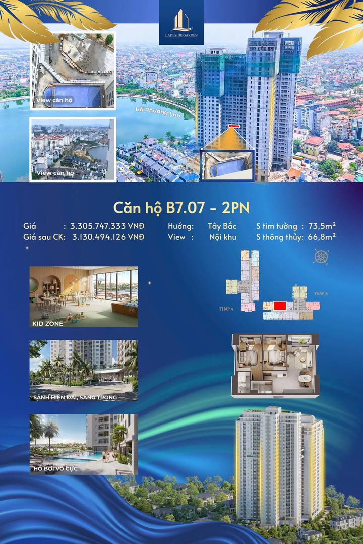 Chung cư Lakeside Garden 66.8m² - View Nội Khu Đẹp Nhất Giá Tốt