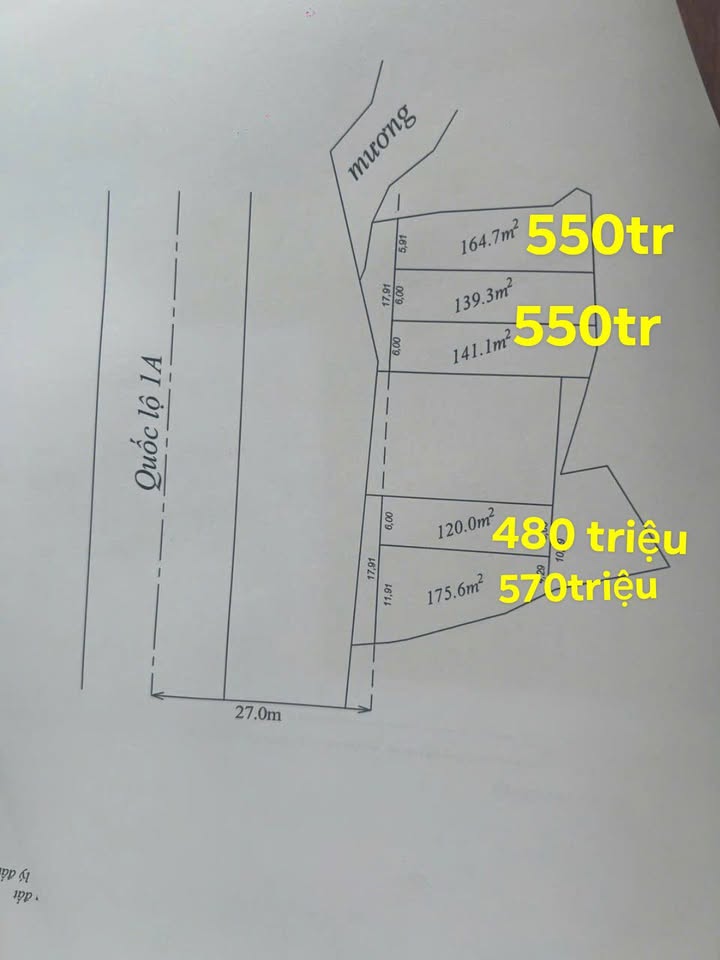 Đất nền mặt tiền QL1A Hồng Sơn, Bình Thuận - 120m² giá 480 triệu