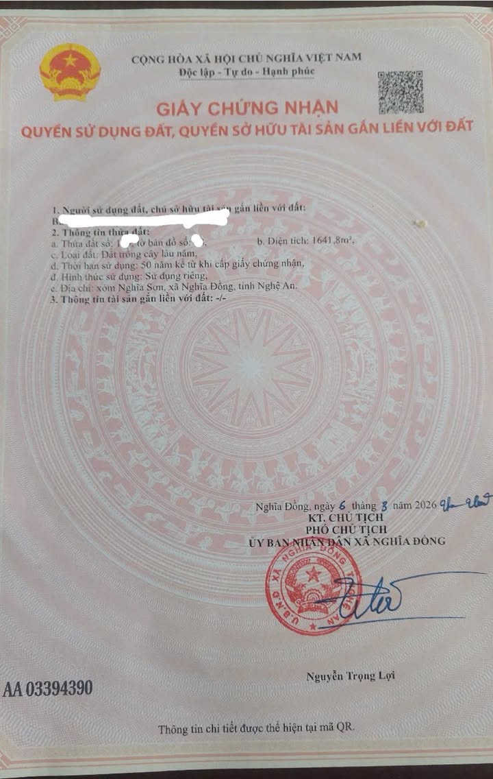 Bán Đất Mặt Tiền Hồ Chí Minh, Tân Kỳ, Nghệ An - 1842m² Sẵn Sổ