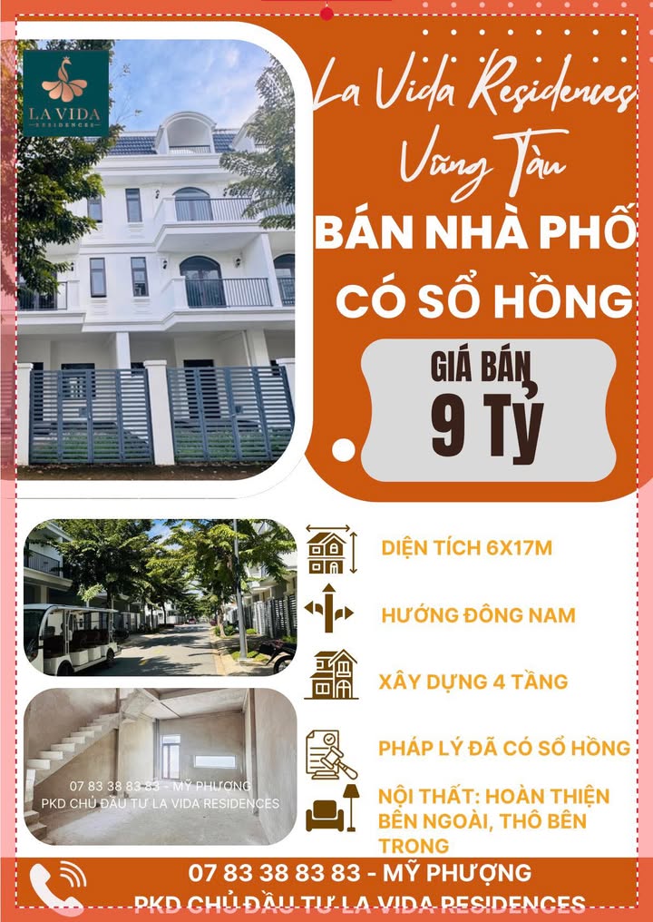 Nhà phố La Vida Vũng Tàu - 102m² Hướng Đông Nam, Sổ Hồng Sẵn Sàng