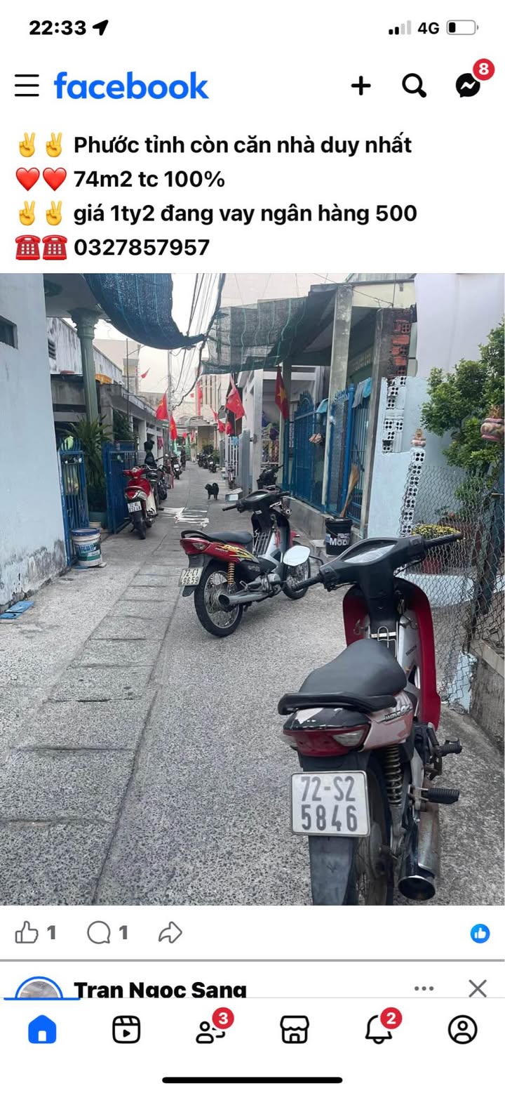 Nhà Phước Tỉnh 74m² Full Thổ Cư - Giá 1.2 Tỷ - Sẵn Sổ Hồng