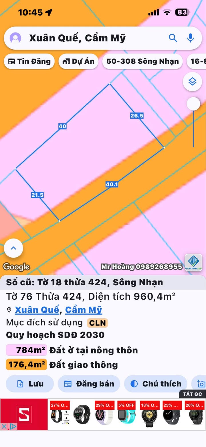Đất nền 960m² Xuân Quế (ĐN) - Sổ đỏ, gần sân bay & KCN - Giá 4 tỷ