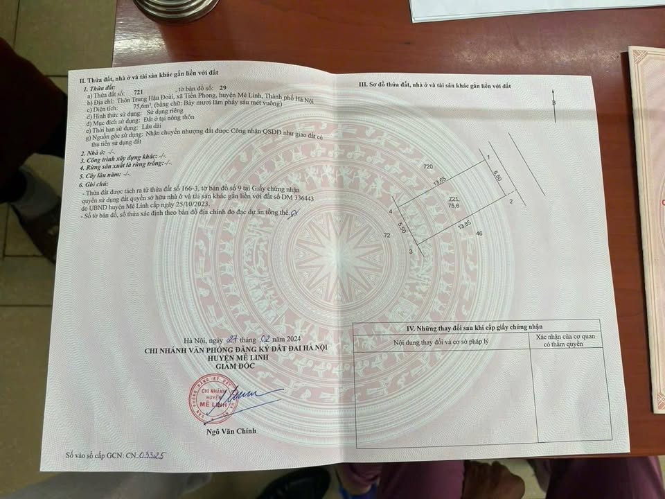 Đất Mê Linh 76m² - Sổ đỏ chính chủ, ô tô vào tận đất