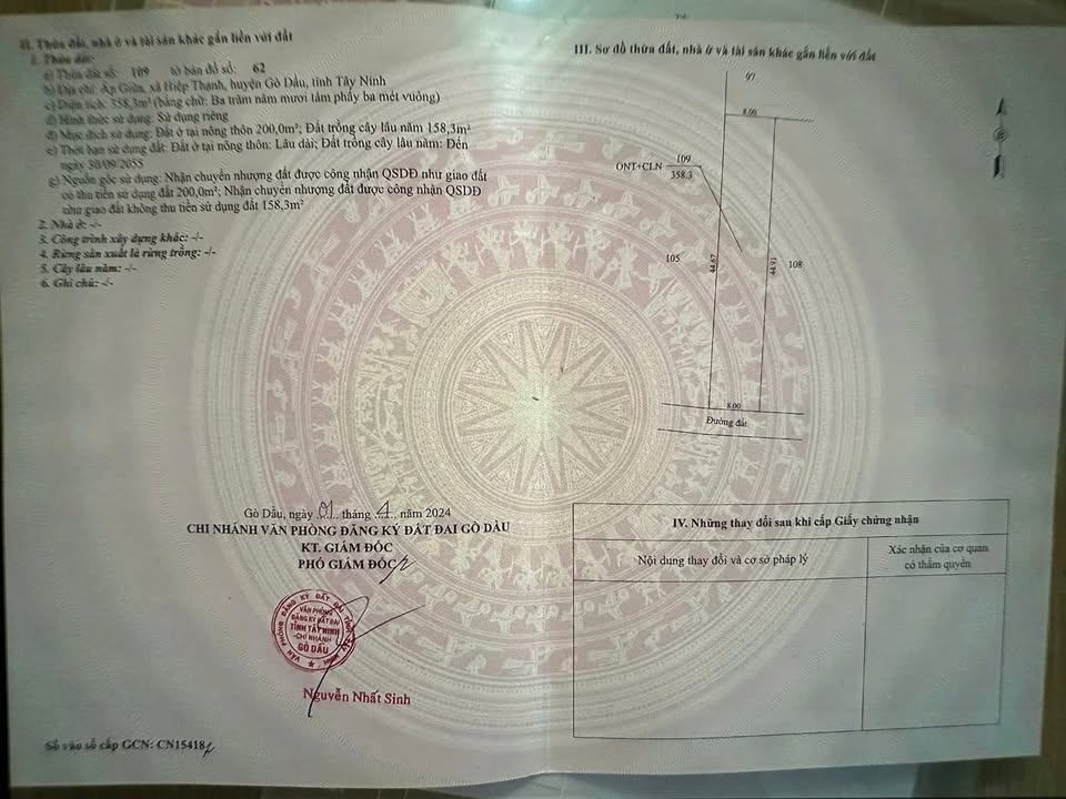 Đất thổ cư 200m² - 800 triệu, cách QL22B 300m, Tây Ninh