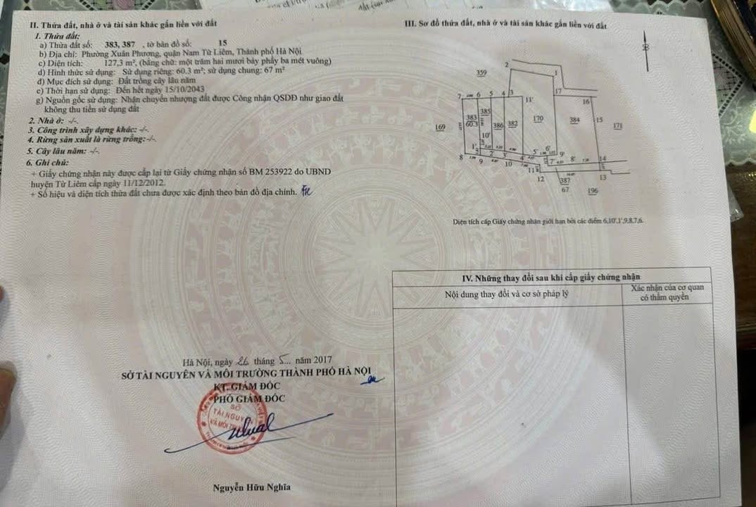 Bán đất thổ cư Xuân Phương 60.3m² - Sổ đỏ chính chủ, gần trục đường 70