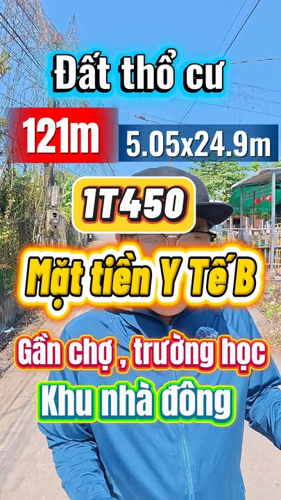Đất thổ cư mặt tiền đường Y Tế B, Cần Giuộc 121m² - Sổ riêng, giá 1.45 tỷ