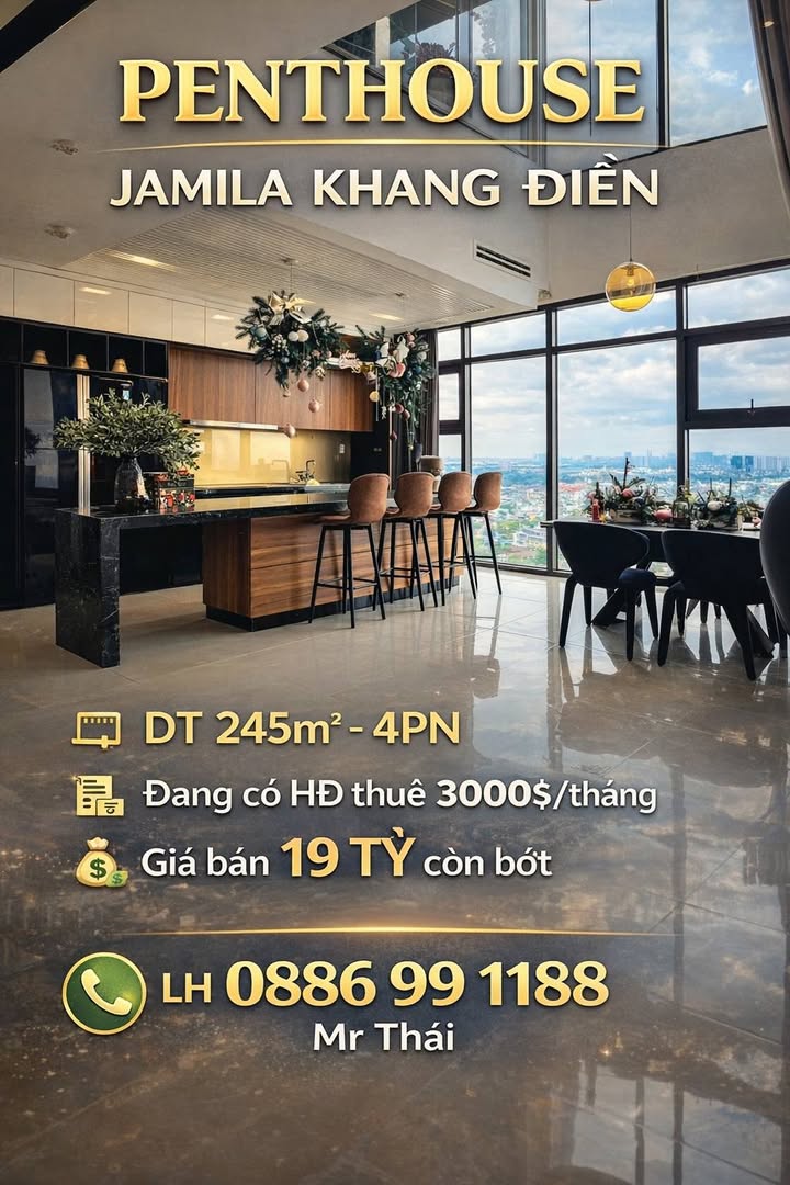 Penthouse Jamila Khang Điền 245m² - View Thành Phố, Sổ Hồng Riêng