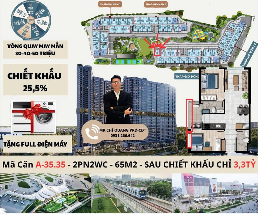 Căn góc The Gió Riverside 65m² - Giá chỉ 3.3 tỷ, Chiết khấu 25.5%