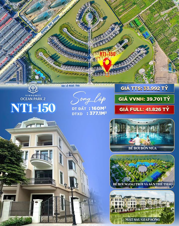 Biệt thự Song lập Ngọc Trai 160m² - Giá 33.9 tỷ, Cơ hội đầu tư F0