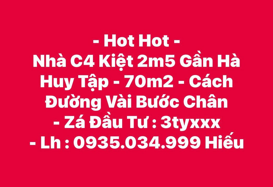 Nhà C4 Kiệt 2m5 Hà Huy Tập, Thanh Khê - 70m² Giá Đầu Tư 3 Tỷ