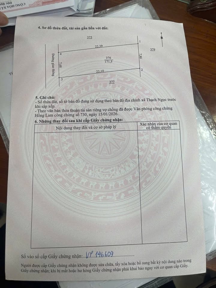 Bán đất Thạch Hà 171m² - Sổ hồng thổ cư, giá tốt đầu tư