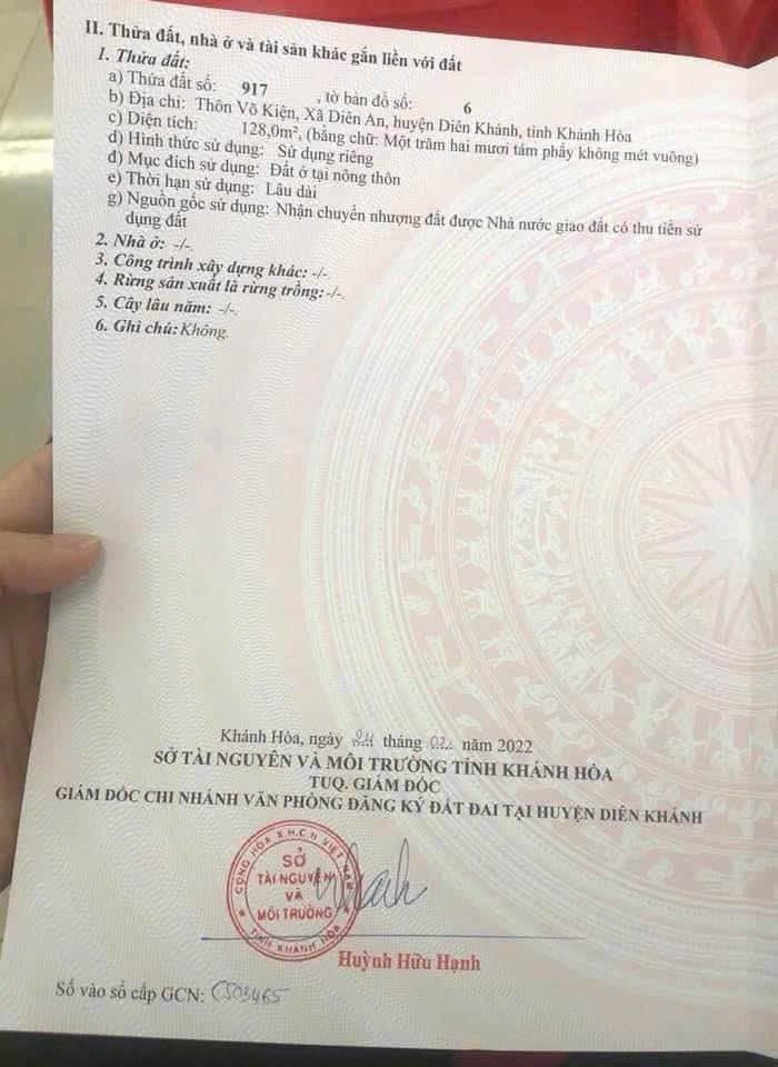 Bán đất nền Võ Kiện - Diên Khánh 128m² giá 2.17 tỷ, gần Nha Trang