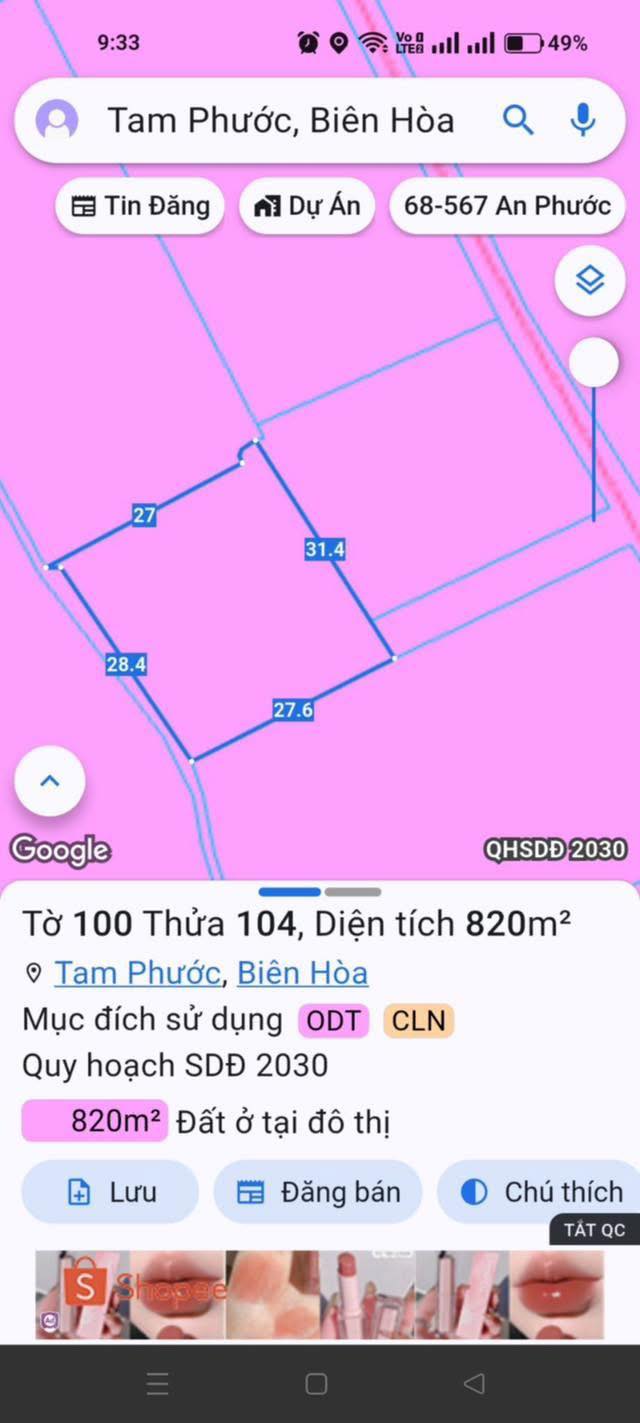Đất Vườn Tam Phước 820m² - Sổ Đỏ Rõ Ràng, Giá Đầu Tư 2 Tỷ