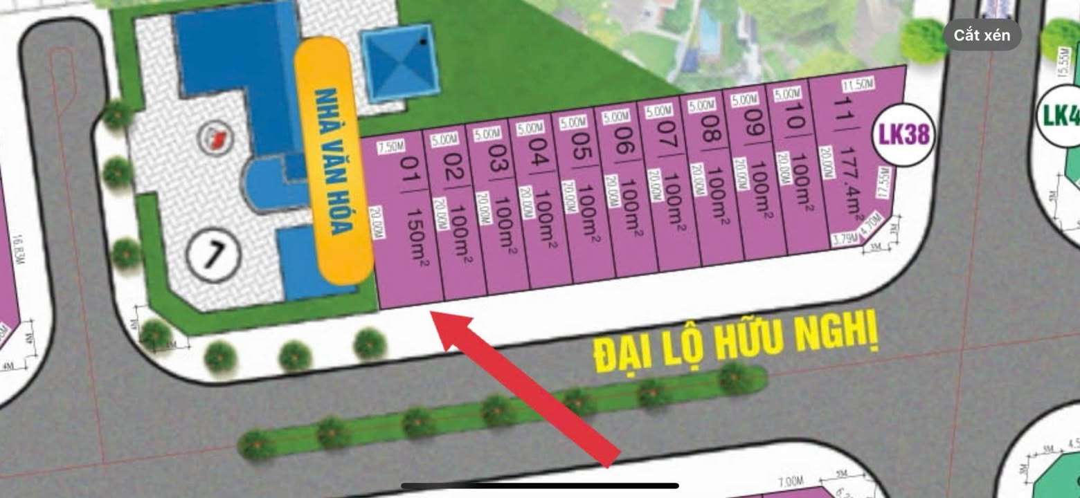 Đất nền Đại Lộ Hữu Nghị, Đại Từ 150m² - Lô LK38, Mặt Tiền Kinh Doanh