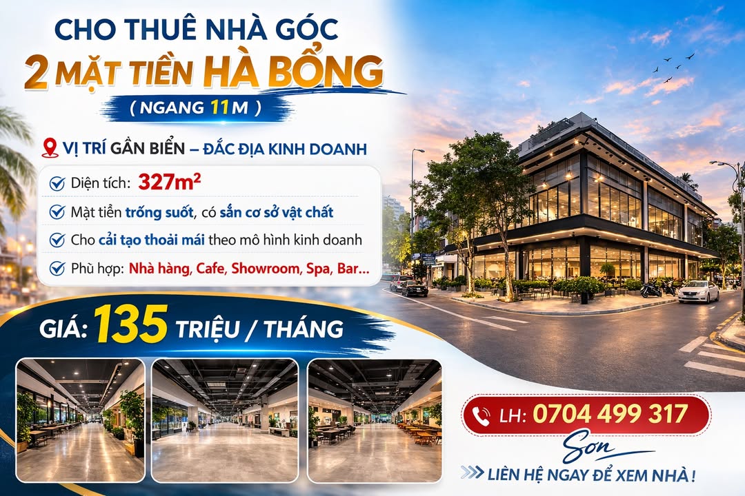 Mặt Bằng Góc 2 Mặt Tiền Hà Bổng - Đà Nẵng (327m²) - Kinh Doanh Đỉnh Cao