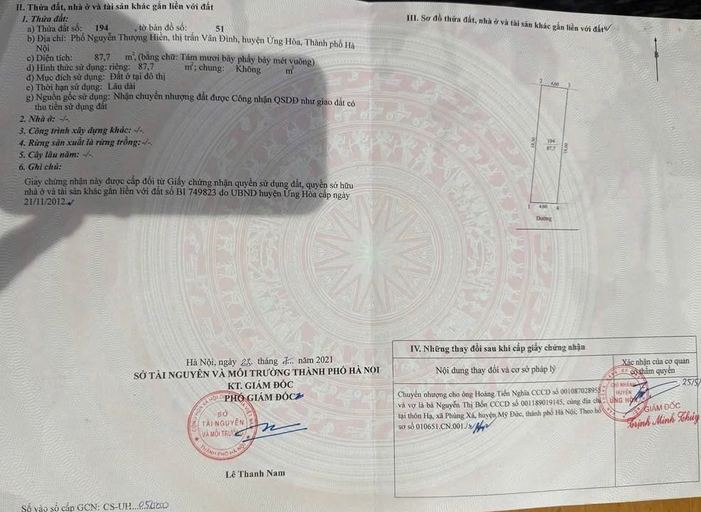 Bán đất đấu giá Vân Đình 87.7m² - Sổ đỏ chính chủ, ô tô đỗ cửa