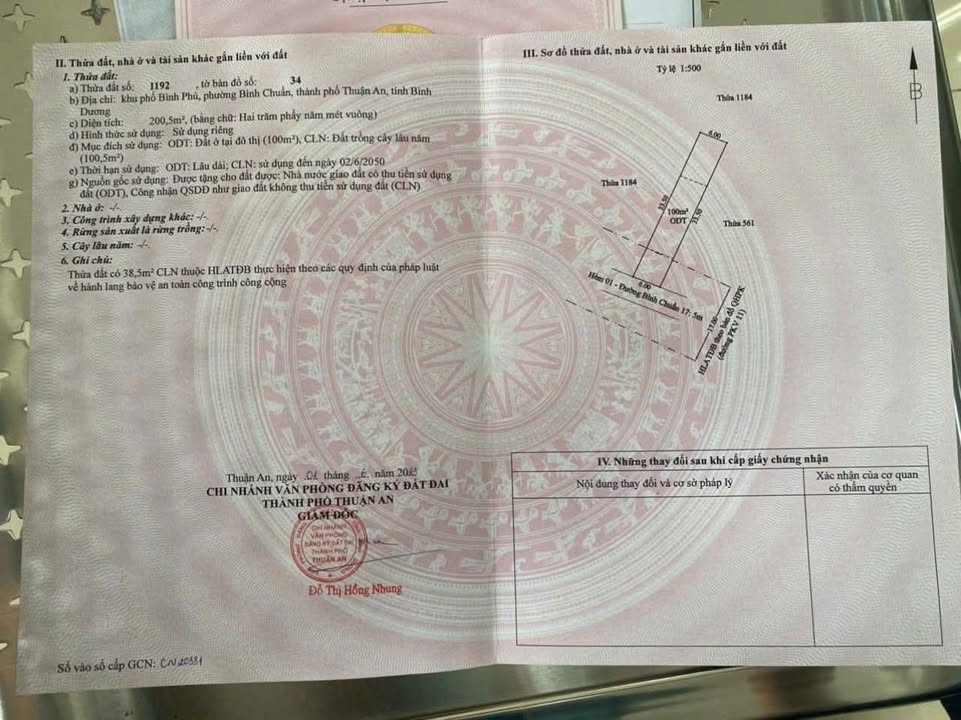 Bán Đất Thổ Cư 201m² Phường Dĩ An, TP Dĩ An - Đường Xe Tải, Giá 3.x Tỷ