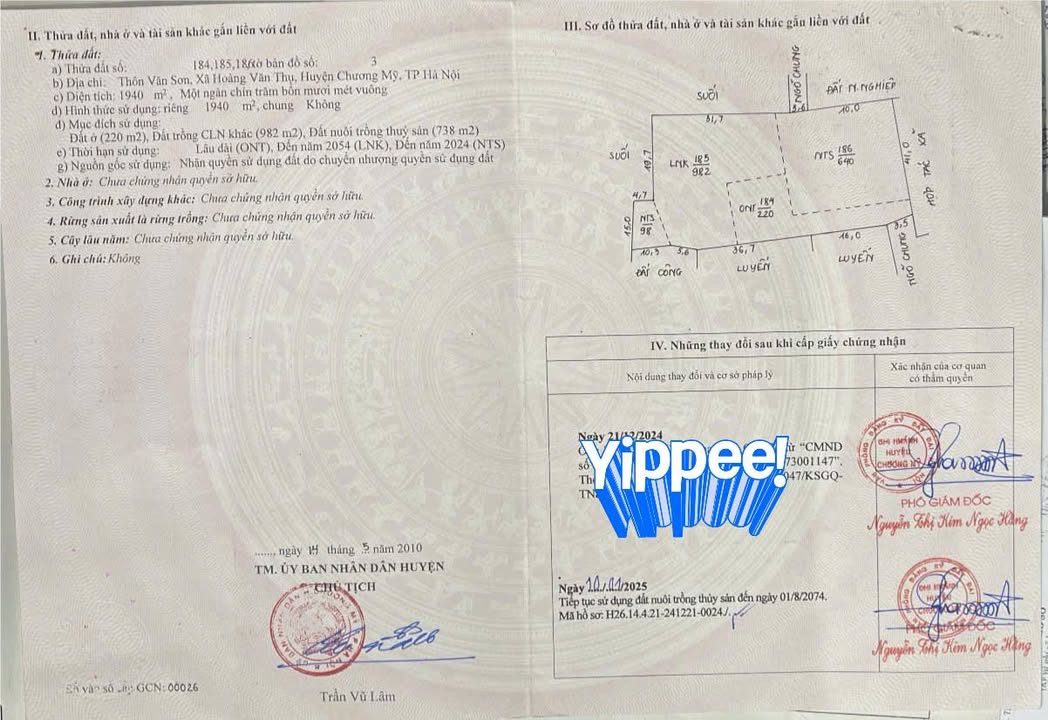 Đất nền Chương Mỹ 1940m² - View đồng lúa thơ mộng, ô tô vào đất