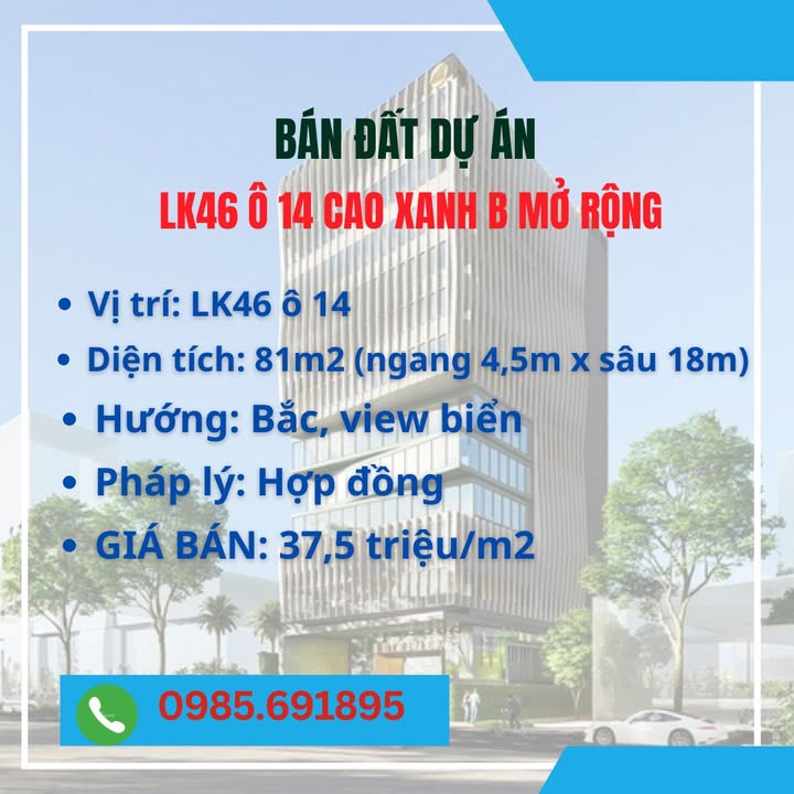 Đất nền dự án Cao Xanh B mở rộng, Hạ Long - 81m² giá tốt