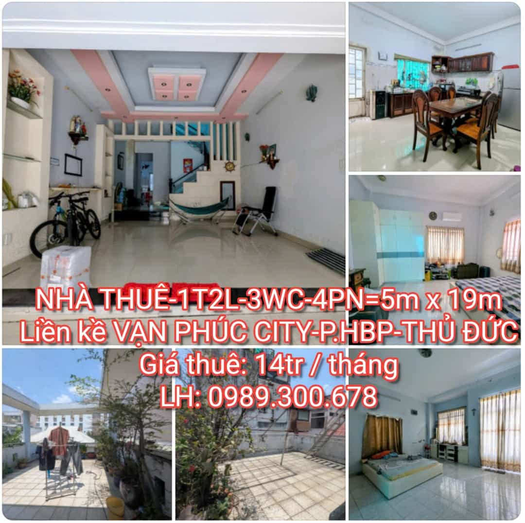 Nhà 1 Trệt 2 Lầu Sân Thượng - 4PN Gần Vạn Phúc City, TP.HCM - 14 Triệu/Tháng