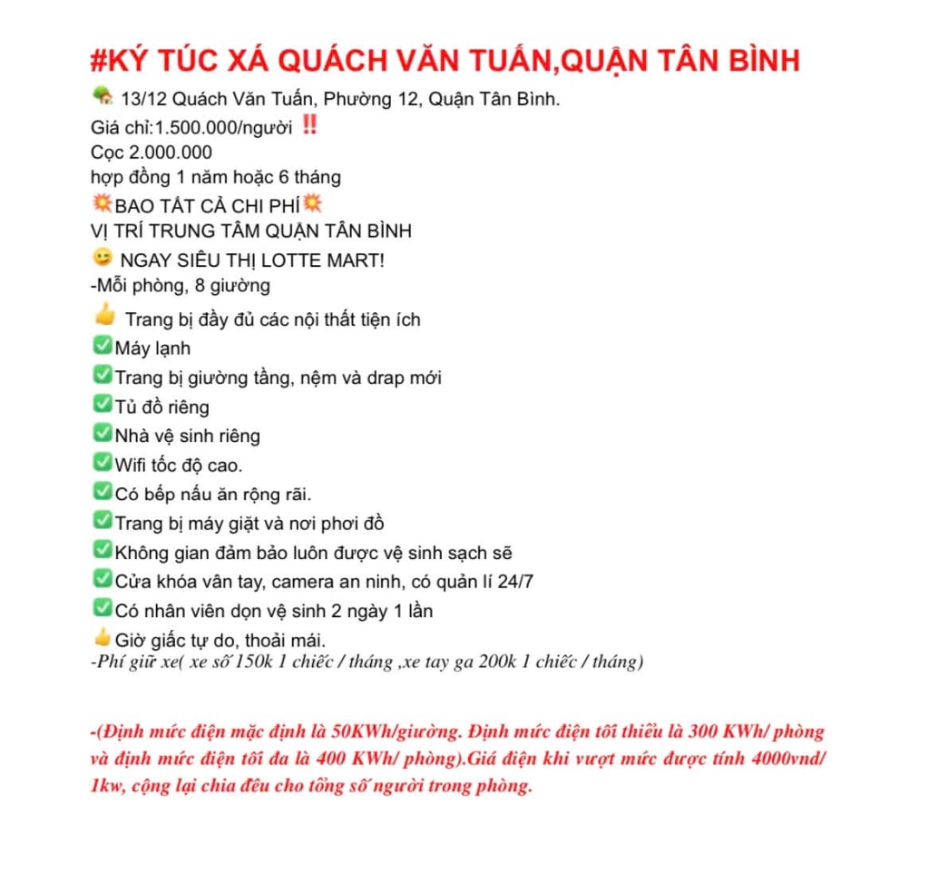 Ký túc xá 8 giường/phòng full nội thất - Tân Bình, TP.HCM