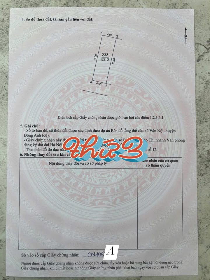 Bán đất Thố Bảo, Đông Anh 52m² - Sổ đỏ chính chủ, đường thông thoáng