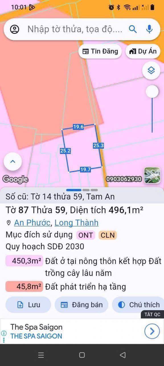 Đất nền Long Thành 496m² - Sổ ONT, Sẵn Sàng Tách Thửa - Gần KCN Tam An
