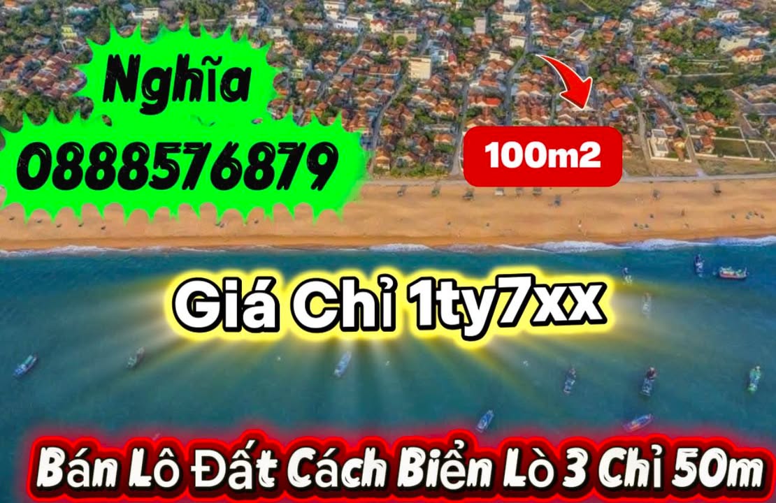Đất Nền 100m² Sát Biển Lò 2, Phú Yên - Sổ Đỏ Chính Chủ, Giá 1.7 Tỷ