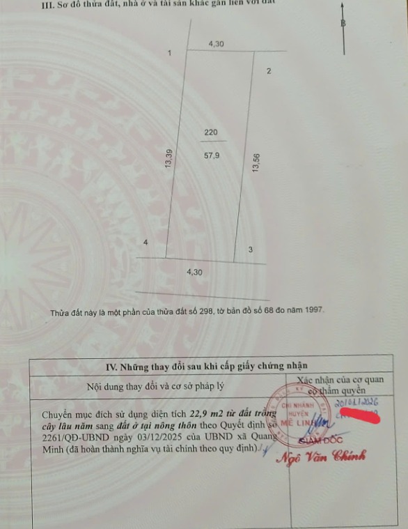 Bán đất thổ cư 57.9m² tại TT Quang Minh, Mê Linh - Ô tô tránh, giá tốt