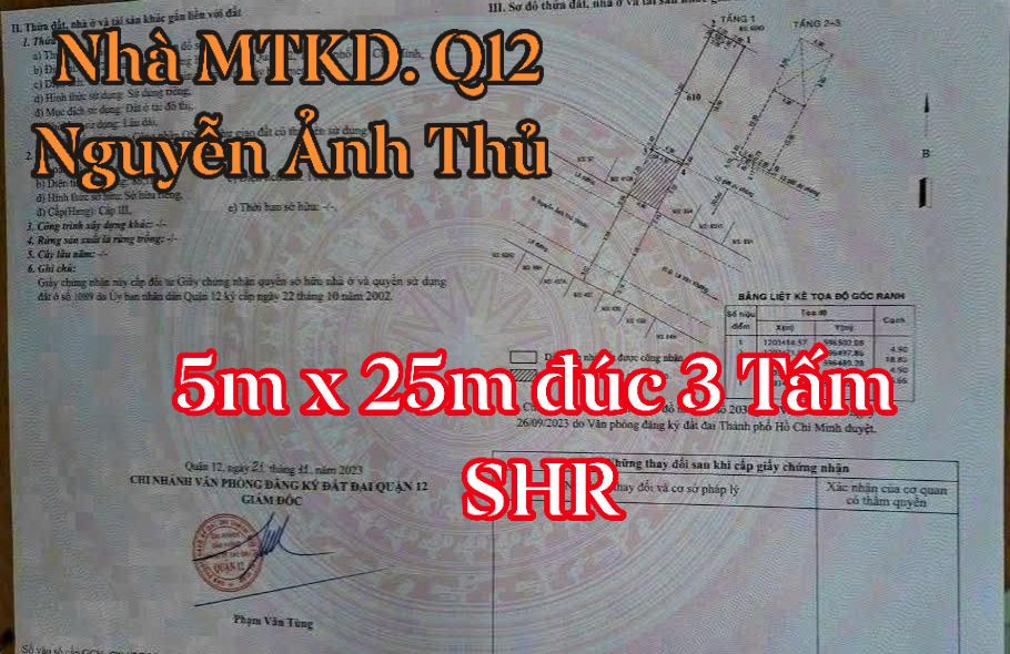 Nhà Mặt Tiền KD Nguyễn Ảnh Thủ Q12 - 91m² - 15.5 Tỷ - Sẵn Sổ Hồng