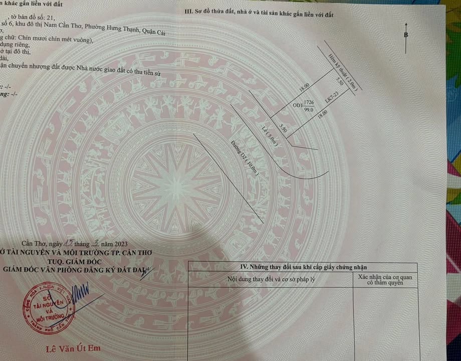 Bán Đất Nền 90m² KDC Hồng Loan, Cần Thơ - Sổ Hồng Thổ Cư, Hướng Tây Nam