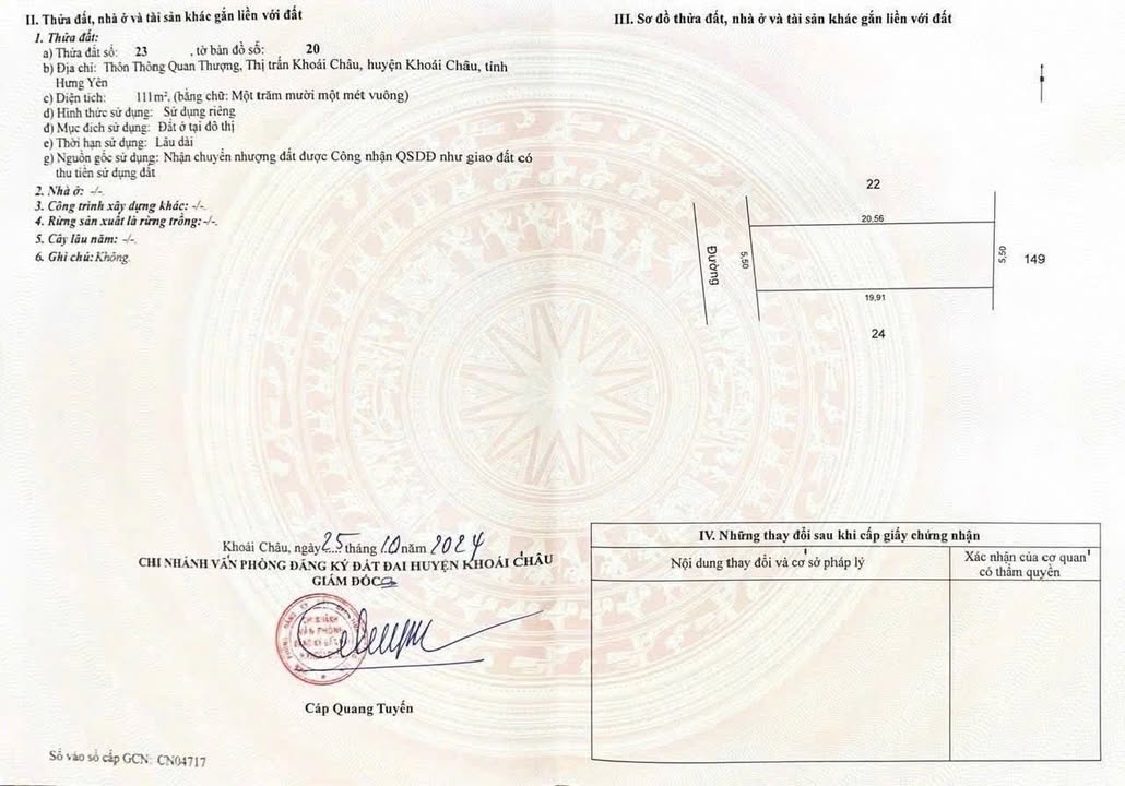 Đất Thổ Cư Khoái Châu, Hưng Yên 111m² - Sổ Sẵn Sàng Sang Tên
