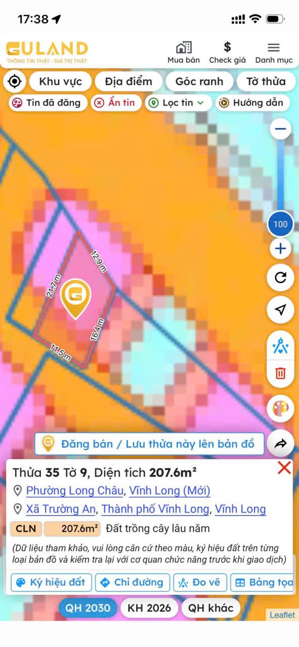 Đất Nền View Sông Tiền 208m² - Phường 1, Vĩnh Long - Giá Tốt Đầu Tư