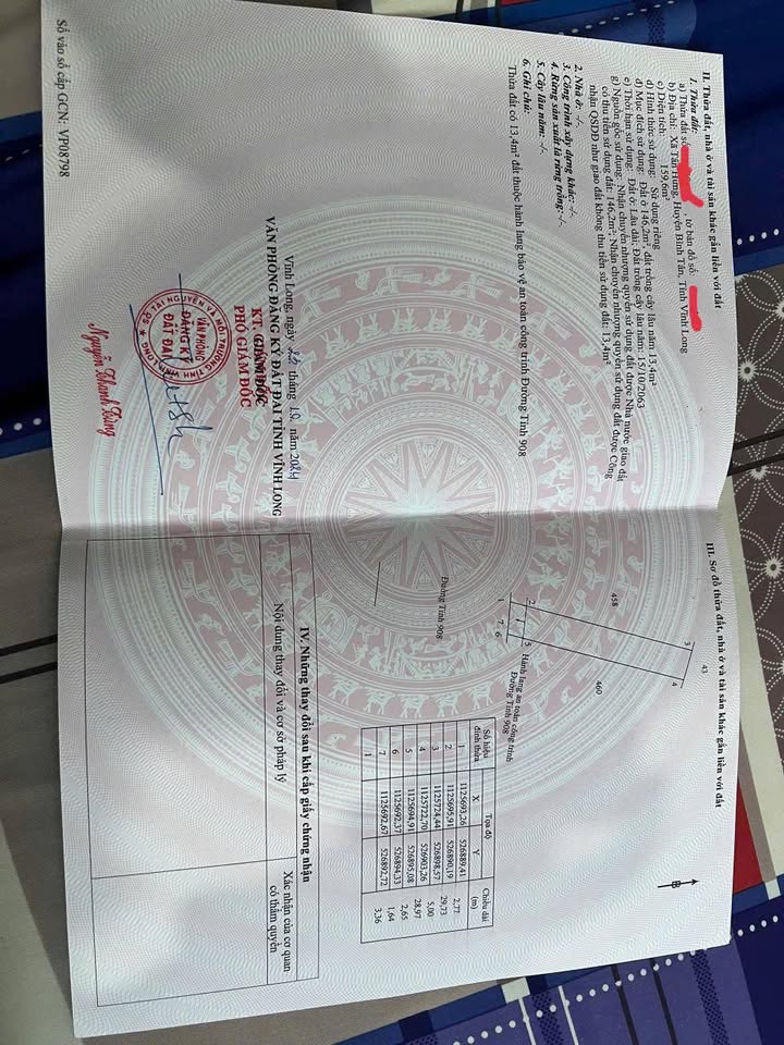 Bán đất nền mặt tiền đường 908, Vĩnh Long - 159m², Sổ hồng, Giá 659 triệu