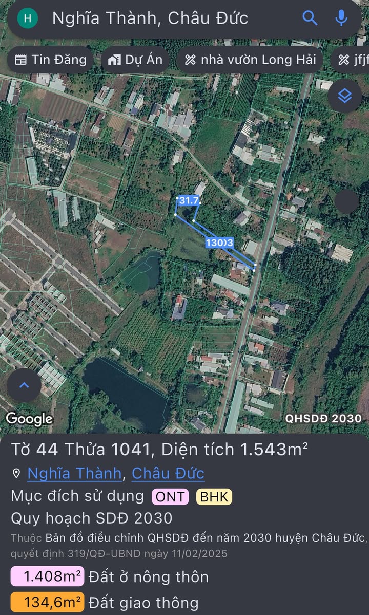 Đất Sào Hòa Long, Bà Rịa 1542m² - Mặt Tiền HL2, Giá 3.1 Tỷ TL