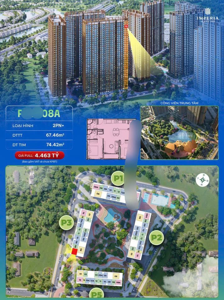 Căn hộ 2PN+ Imperia Ocean City 67m² - View Công Viên Trung Tâm Giá Tốt