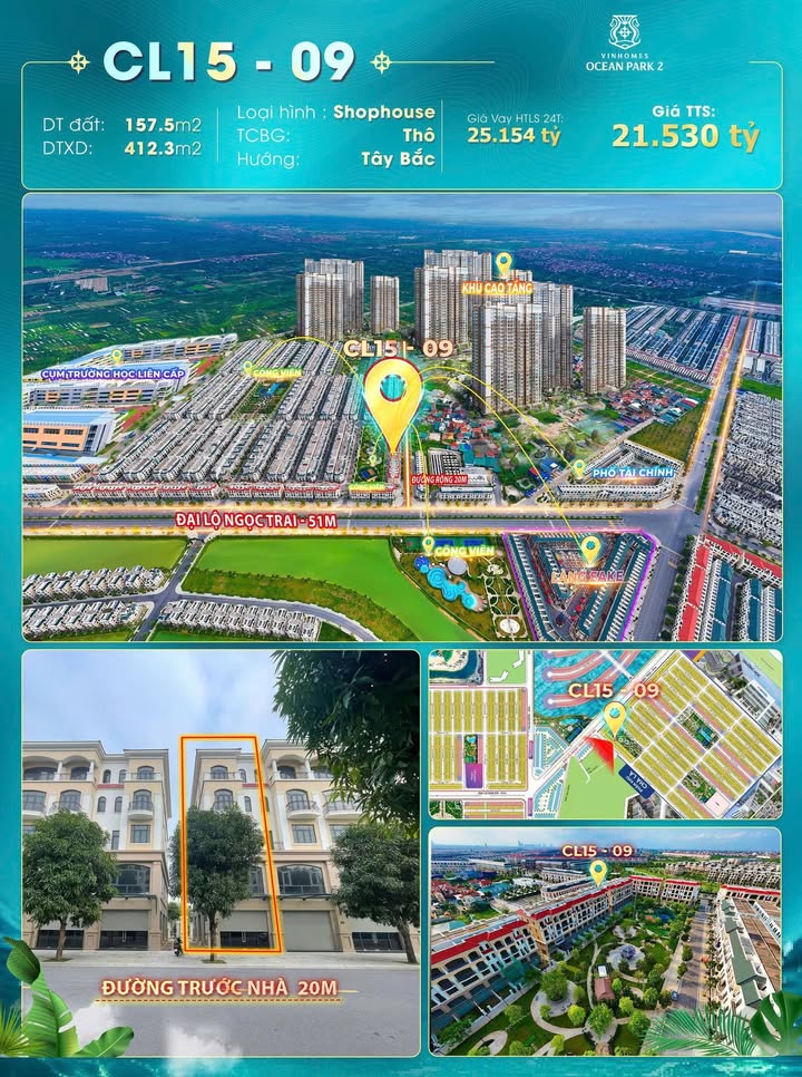 Shophouse Ocean Park 2 CL15-09 157.5m² - Kinh doanh đắc lợi